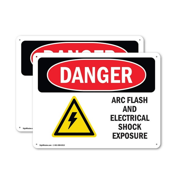(2 Pack) ARC Flash And Electrical Shock OSHA Danger Sign 10 Inch X 7 Inch Plastic Sign, Weather Resistant, UV Protected for Workplace, Business, and Construction Site, Made in the USA