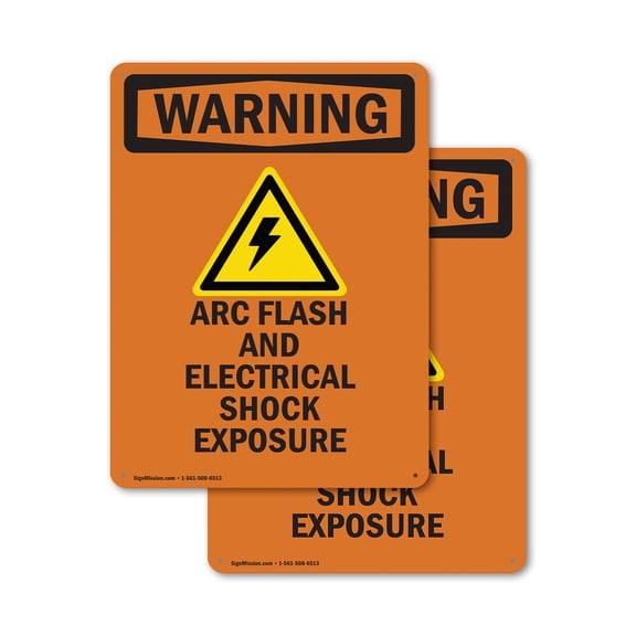 (2 Pack) ARC Flash And Electrical With Symbol OSHA Warning Sign 7 Inch X 10 Inch Indoor / Outdoor Rust-Free Aluminum Metal Signs for Workplace, Workshop, and Construction Site, Made in
