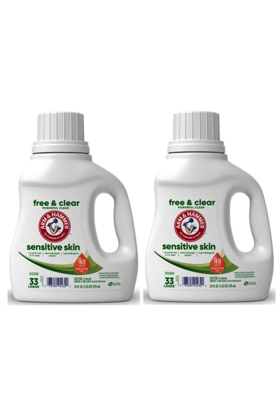 2 Pack - ARM & HAMMER Sensitive Skin Free & Clear, 33 Loads Liquid Laundry Detergent, 33 Fl oz