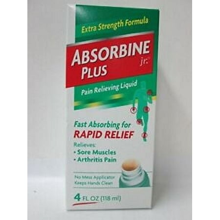 2 Pack - ABSORBINE JR. Extra Strength Pain Relieving Liquid, for Muscle, Joints, Arthritis Pain, with No-Mess Applicator, 4 Oz
