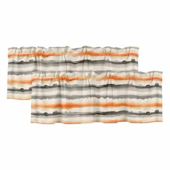 2 Pack Abstract Art Valance for Window Orange Grey Oil Painting Watercolor Modern Art Kitchen Valance Rod Pocket Short Curtain Topper Decorative Window Treatment for Living Room Bedroom 42"x18"