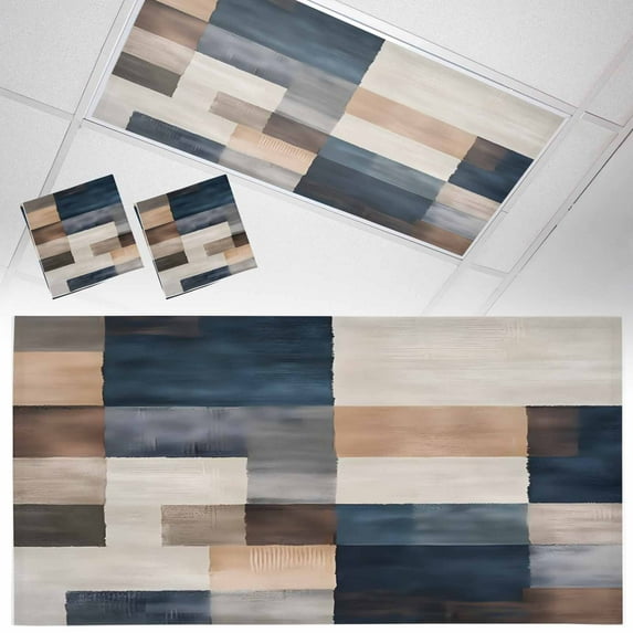 2 Pack Abstract Blue Black Fluorescent Light Covers for Ceiling Lights Oil Painting Magnetic Ceiling Light Covers Overhead Light Filters for Office Classroom Home