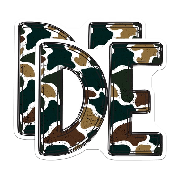 (2 Pack) Abstract Camo DE Magnets - Initial Letter Decor - Personalized Alphabet Refrigerator - 5 Inches On Longest Side - Thick Durable Magnet - Made in USA - MAG22741