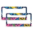 thumbnail image 1 of 2 Pack Abstract Geometric Tropical Leaf License Plate Frames Boho Summer Botanical Car License Plate Frame Metal 2 Hole for Women, 1 of 6