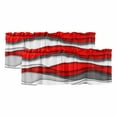 thumbnail image 1 of 2 Pack Abstract Geometric Valance for Window Red Gray Gradient Waves Contemporary Kitchen Valance Rod Pocket Short Curtain Topper Decorative Window Treatment for Living Room Bedroom 54"x18", 1 of 8