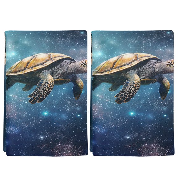 2 Pack Abstract Ocean Kitchen Towels Sea Turtle in Starry Night Decorative Dish Towel Sets Absorbent Quick Dry Hand Cloths Tea Towels for Cooking Baking Farmhouse Gifts 18x28in
