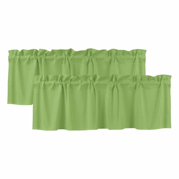2 Pack Abstract Solid Color Valance for Window Simple Avocado Green Low Saturation Kitchen Valance Rod Pocket Short Curtain Topper Decorative Window Treatment for Living Room Bedroom 42"x12"