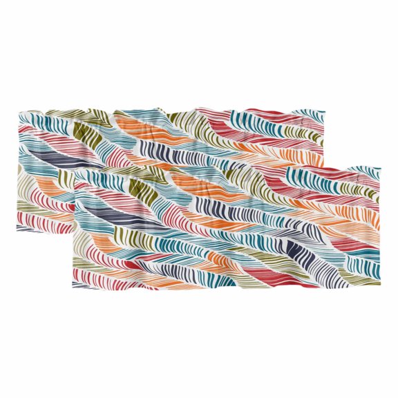 2 Pack Abstract Stripes Valance for Window Red Orange Blue Gradient Wavy Lines Leaf Kitchen Valance Rod Pocket Short Curtain Topper Decorative Window Treatment for Living Room Bedroom 54"x18"