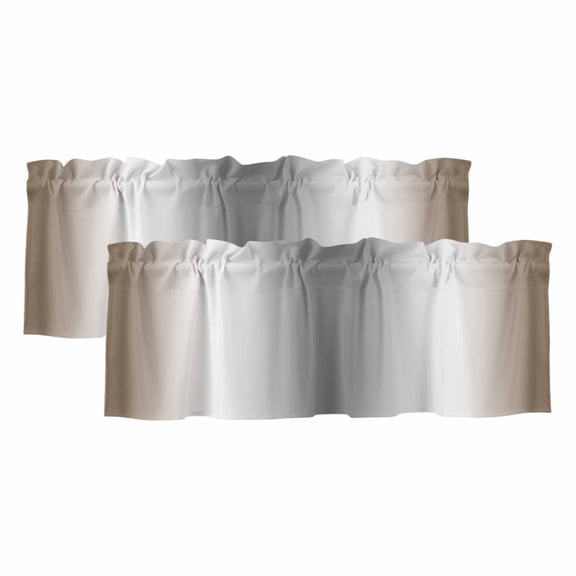 2 Pack Abstract Valance for Window Brown Gray Gradient Ombre Kitchen Valance Rod Pocket Short Curtain Topper Decorative Window Treatment for Living Room Bedroom 42"x12"