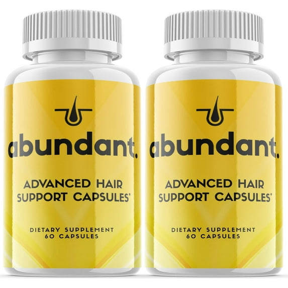 (2 Pack) Abundant - Dietary Supplement for Hair Support - Revive and Nourish Hair Growth Advanced Formula - Boost Shine & Thickness - 120 Capsules