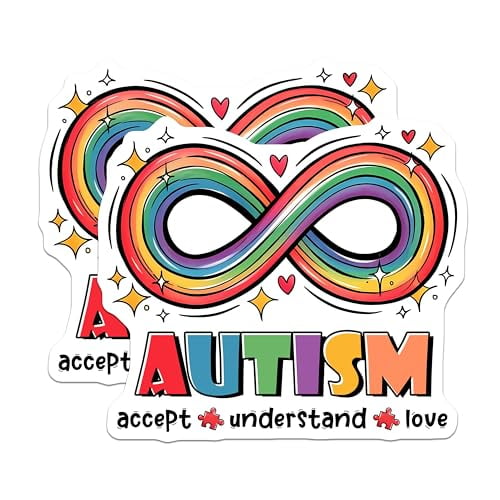 (2 Pack) Accept Understand Love Magnet - Multicolor Infinity Symbol - 5" On Longest Side - Sticks to Smooth Flat Surfaces - Made in USA - MAG9694