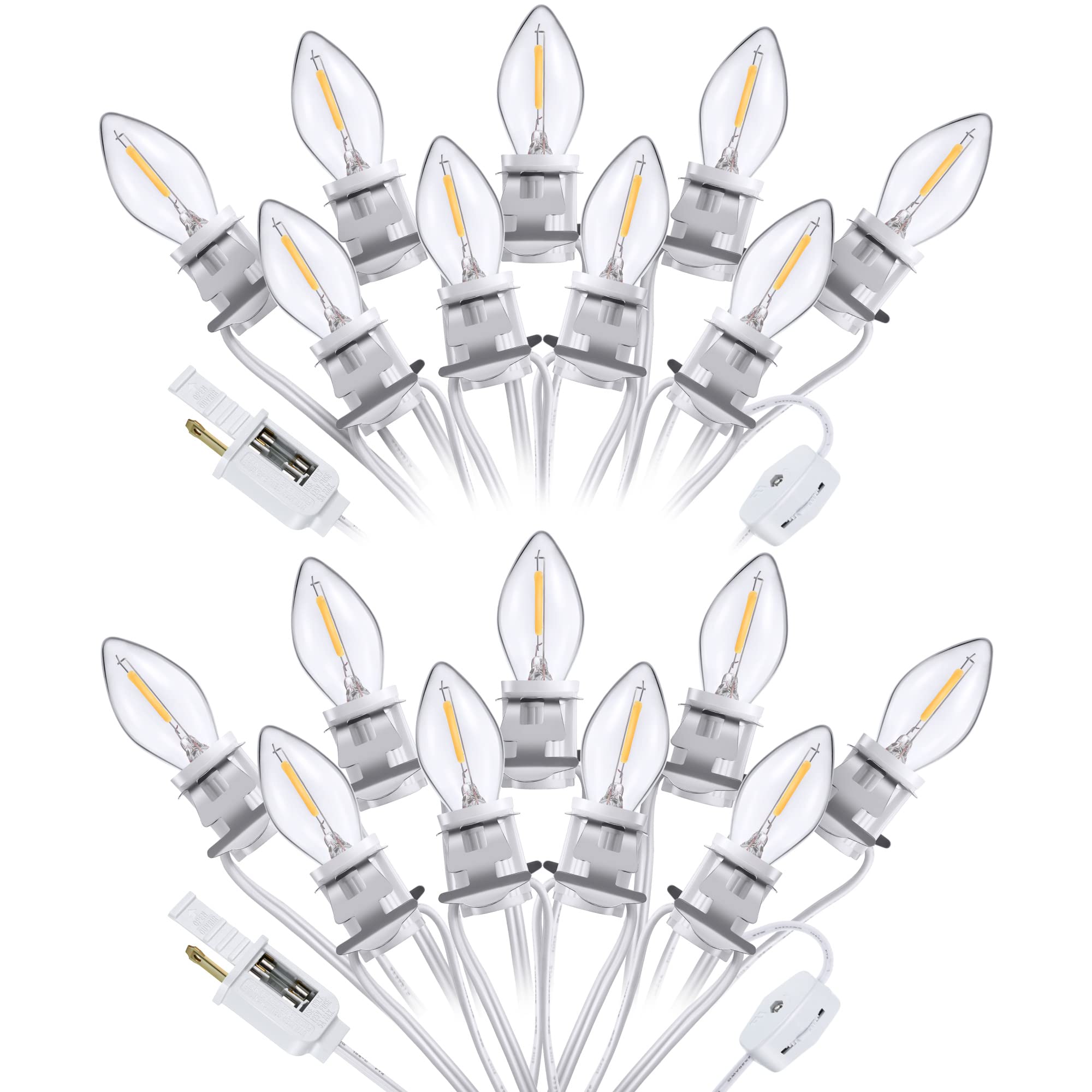 2 Pack Accessory Cord with LED Light Bulb C7 Energy Saving Christmas