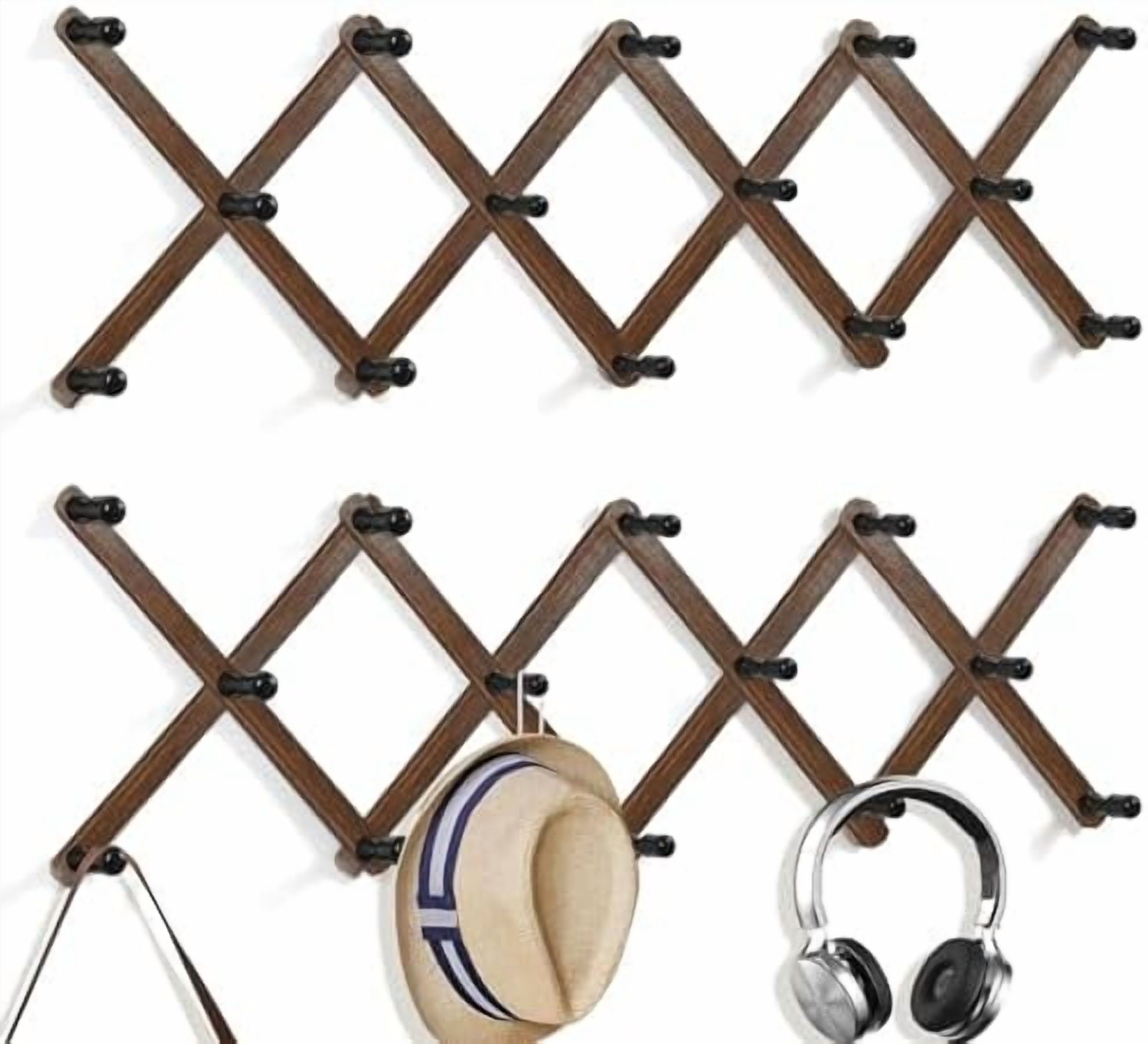 2 Pack Accordion Hat Rack for Wall - Expandable Coat Rack & Wall ...