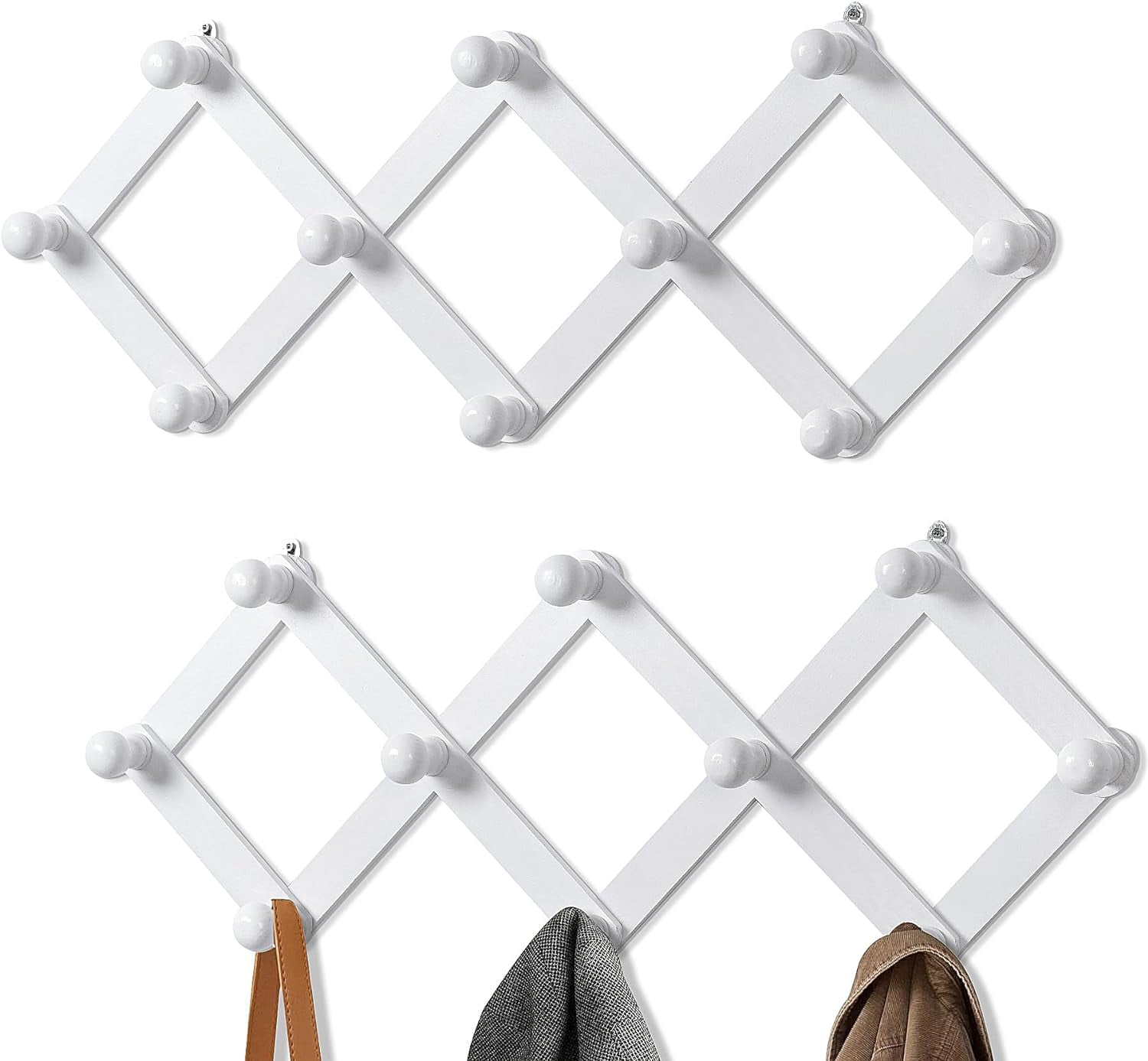 2 Pack Accordion Wall Hanger Expandable Coat Rack Wall Mounted