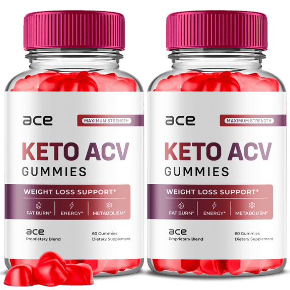 (2 Pack) Ace Keto ACV Gummies - Energy & Focus Boosting Dietary Supplements for Weight Management & Metabolism - Fat Burn - 120 Gummies