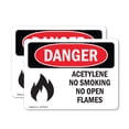 thumbnail image 1 of (2 Pack) Acetylene No Smoking No Open Flames OSHA Danger Sign, 1 of 7