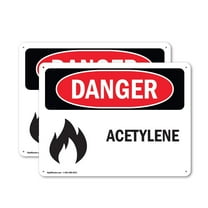 (2 Pack) Acetylene OSHA Danger Sign 24 Inch X 18 Inch Indoor / Outdoor Rust-Free Aluminum Metal Signs for Workplace, Workshop, and Construction Site, Made in the USA