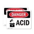 thumbnail image 1 of (2 Pack) Acid OSHA Danger Sign 5 Inch X 3.5 Inch Vinyl Label Decal Sticker Weather Resistant, UV Protected for Workplace, Business, and Construction Site, Made in the USA, 1 of 7