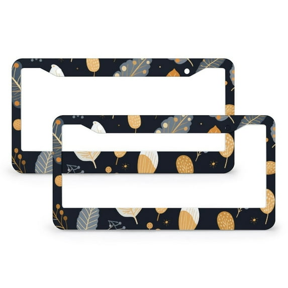 2 Pack Acorns And Leafs License Plate Frames Autumn Thanksgiving Day Licenses Plates Frames Front Licenses Plate Covers Car Tag Frame Metal 2 Holes for Women Men Auto Decoration Hardware