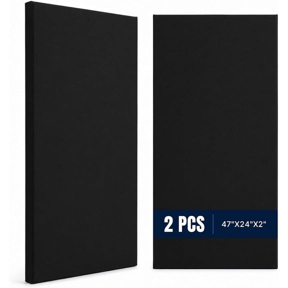 2 Pack Acoustic Panels, 47.2"x23.6"x2" Fiberglass Sound Absorbing Panels 2" Thick Fabric Wrapped Acoustic Wall Panels for Studio, Office and Home Sound Control,black