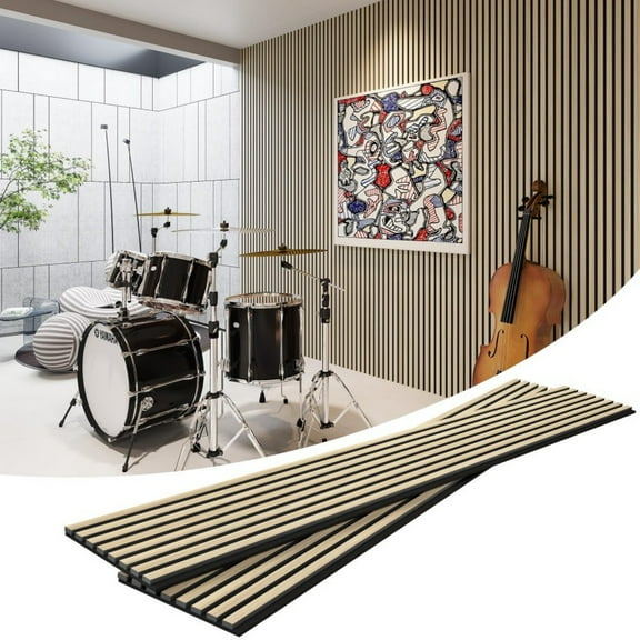 2 Pack Acoustic Wood Wall Panels - 94.5" x 12.6" Soundproof Slat Panels for Modern Interior Decor