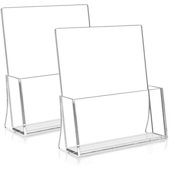 2 Pack Acrylic Brochure Holder, 8.5 x 11 inches Clear Acrylic Literature Holder Plastic Flyer Display Stand$$Other