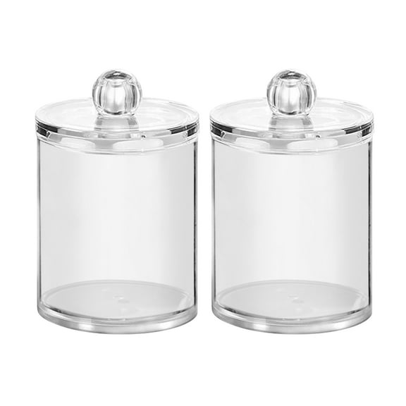 2-Pack Acrylic Clear Storage Jars With Lids, Airtight Sealed Containers For Bathroom Essentials, Makeup Organizer And Vanity Storage, 4.6''X 76'' Compact Size For Cotton Swabs