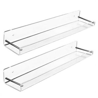 SWVZWY Acrylic Floating Shelves,Bathroom Shower Shelf,No Drill No Damage  Wall Mounted,Clear Invisible,Renter