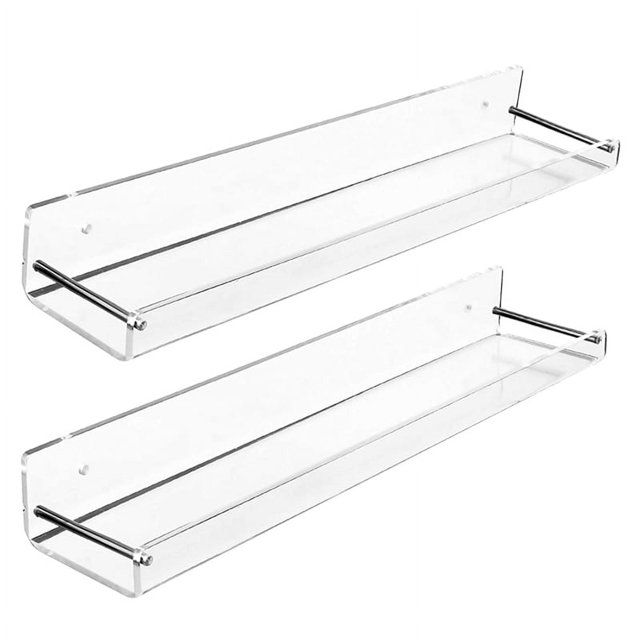 2 Pack Acrylic Floating Shelves, 15 L x3.25inch W, Clear Bathroom Wall ...