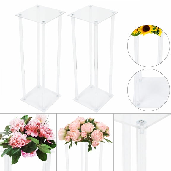 2 Pack Acrylic Flower Stand Wedding Tall Centerpieces Tabletop Home Decor Clear Display Rack Vases Columns Pillar