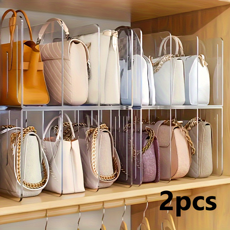 Purses Rack Rotable 2-Pack Acrylic Handbag Organizer, Clear, Portable Wardrobe Divider for ...