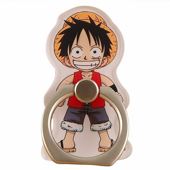 2-Pack Acrylic Luffy One Piece Anime Cartoon Phone Ring Stands - Non-Slip Desktop Holder, Cute Kawaii Decor Ins Aesthetic Gift