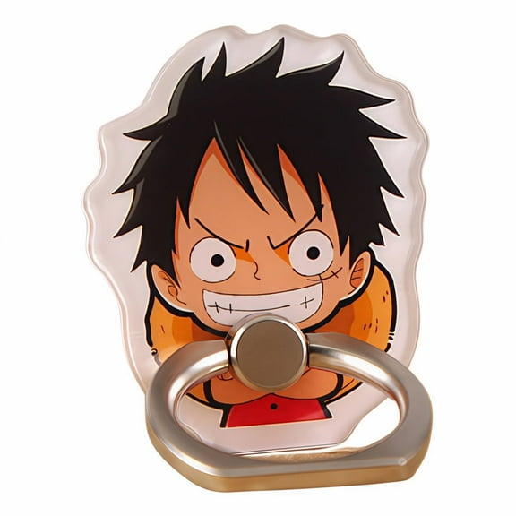 2-Pack Acrylic Luffy One Piece Anime Cartoon Phone Ring Stands - Non-Slip Desktop Holder, Cute Kawaii Decor Ins Aesthetic Gift