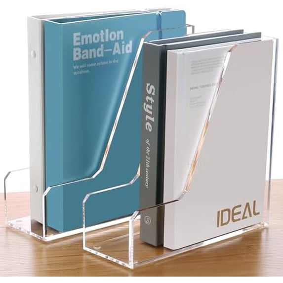 2 Pack Acrylic Magazine File Holder, Vertical File Sorter Holders Desk ...