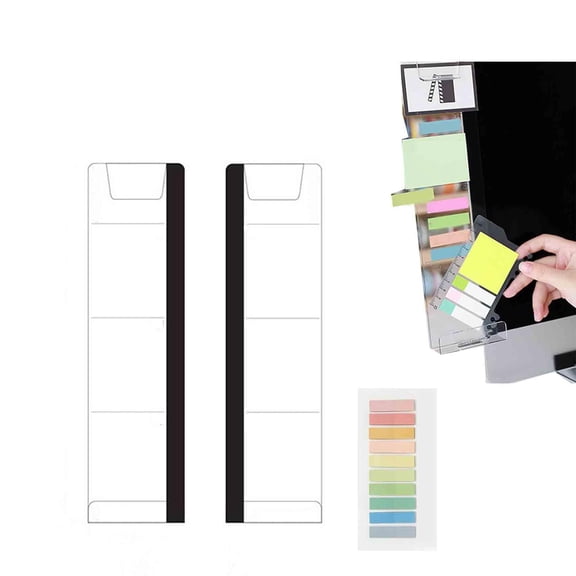 2-Pack Acrylic Monitor Memo Holders with Phone Stands – Left + Right Side Set for Dual Monitors, Transparent Desk Organizer with Sticky Notes Slot
