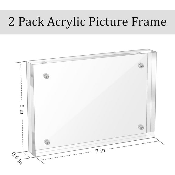 2 Pack Acrylic Picture Frame 3.55- Clear Horizontal Magnet Double Sided Ph