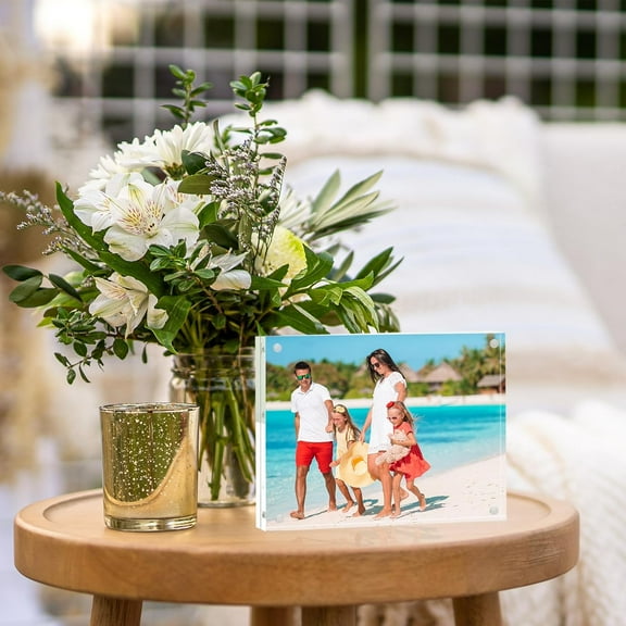 2 Pack Acrylic Picture Frame 8 x 10 Magnetic Picture Photo Frame, 10+10MM Clear Picture Frame, 8 by 10 Picture Frames Acrylic Magnetic Photo Frame Self Standing Double Sided, Gift