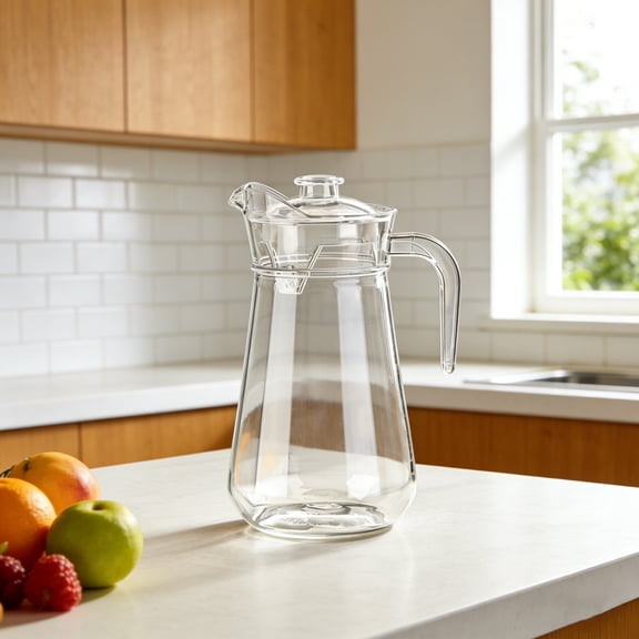 2-Pack Acrylic Pitcher (34 oz),Clear Water Pitcher with Lid,Fridge Jug,BPA-Free,Shatter-Proof,Great for Iced Tea,Lemonade,Juice,Milk,and More
