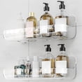 thumbnail image 1 of 2 Pack Acrylic Shower Caddy,9.45" x 3.54" Clear Self Adhesive Shelves,Wall Mount Organizer with Adhesive Tape,No Drilling,Storage Shelf for Home Bathroom Kitchen Hotel By HXRH, 1 of 7