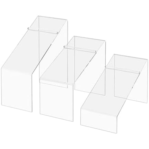 2 Pack Acrylic Slanted Shoe Display Stand Clear Premium Lucite 3 Pieces Footwear Showcase Riser with Heel Stop for Retail Shops and Clothing Stores by Marketing Holders$$Other