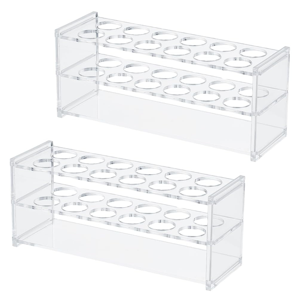 2 Pack Acrylic Test Tube Holder Rack for 20/25ml Tubes Clear ...
