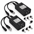 2-Pack Active Gigabit PoE Splitter Adapter with Multi-Size Tips, 5V/9V ...