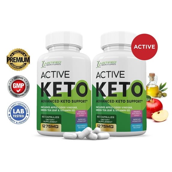 (2 Pack) Active Keto ACV Pills 1275mg Dietary Supplement 120Capsules