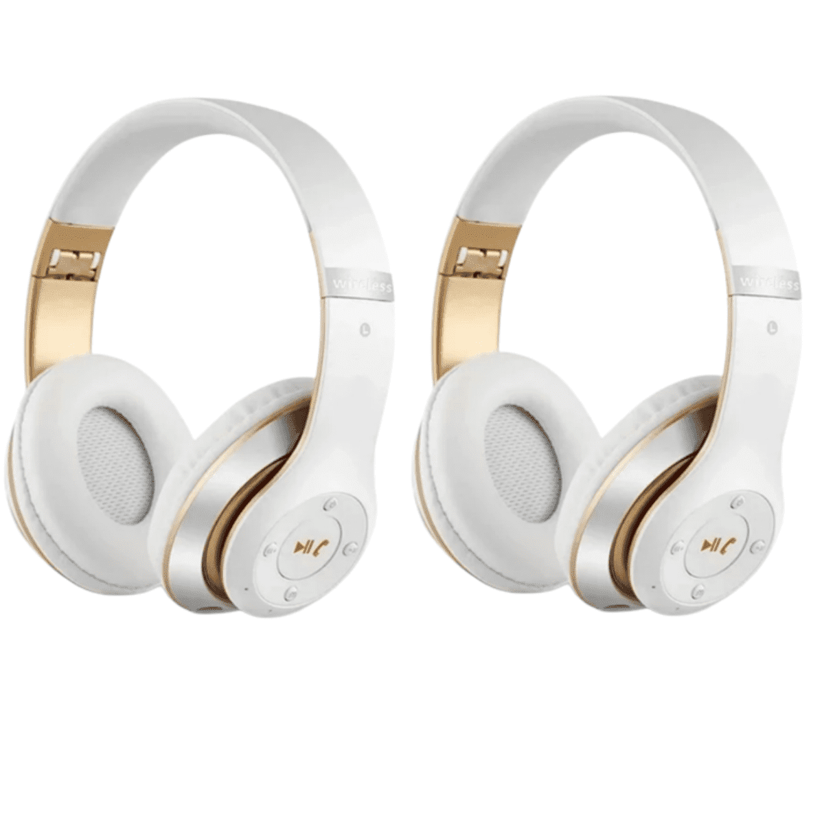 2 Pack Active Noise Cancelling Headphones, Roofei Wireless over Ear Bluetooth Headsets with Mic, White