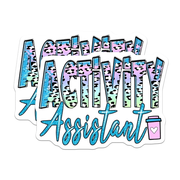 (2 Pack) Activity Assistant Stickers - Colorful Assistant Stickers - School Stickers - 5" On Longest Side - Sticks to Smooth Flat Surfaces - Made in USA - BMCS18476