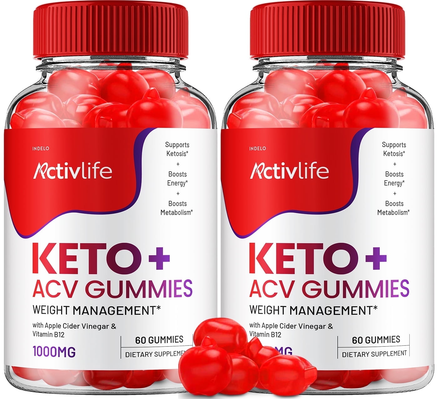 (2 Pack) Activlife Keto ACV Gummies Advanced Weight Loss, Activlife Keto Gummies Apple Cider Vinegar Vitamin Supplement 1000MG Active Life Max Formula, Activelife Keto+ACV Gummies (120 Gummies)