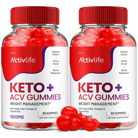 (2 Pack) Activlife Keto ACV Gummies Advanced Weight Loss, Activlife Keto Gummies Apple Cider Vinegar Vitamin Supplement 1000MG Active Life Max Formula, Activelife Keto+ACV Gummies (120 Gummies)