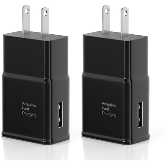 2Pack Adaptive Fast Travel Wall Charger Plug, Quick Charge Power Adapter for Samsung Galaxy S26 S25 S24 S23 S8 S9 Edge Plus Active Android Smartphones