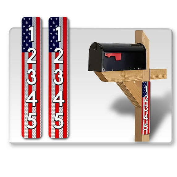 2 Pack Address Numbers for House Stickers, Customized Vertical 911 Mailbox/House Numbers/Letters Stickers, Highly Reflective, Easy Peel and Stick Vinyl Decals, Waterproof (3x10, American Flag)