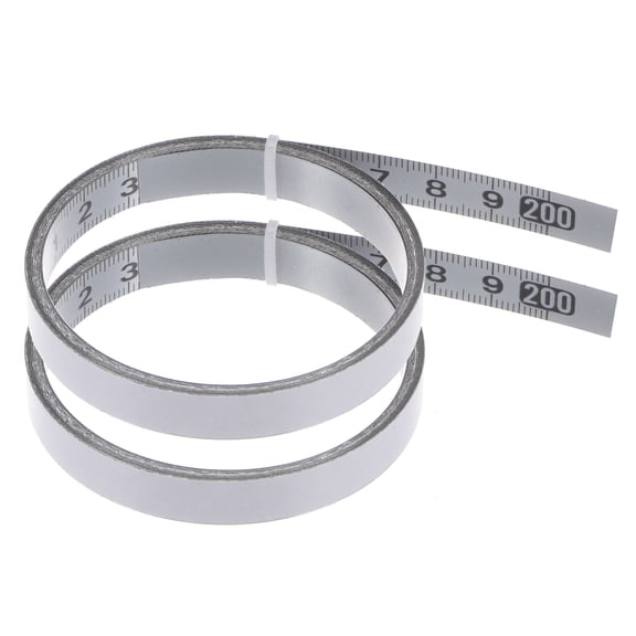 2 Pack Adhesive Backed Tape Measure 200cm Metric Left to Right Reading Measuring Tape Steel Sticky Ruler, Silver Tone